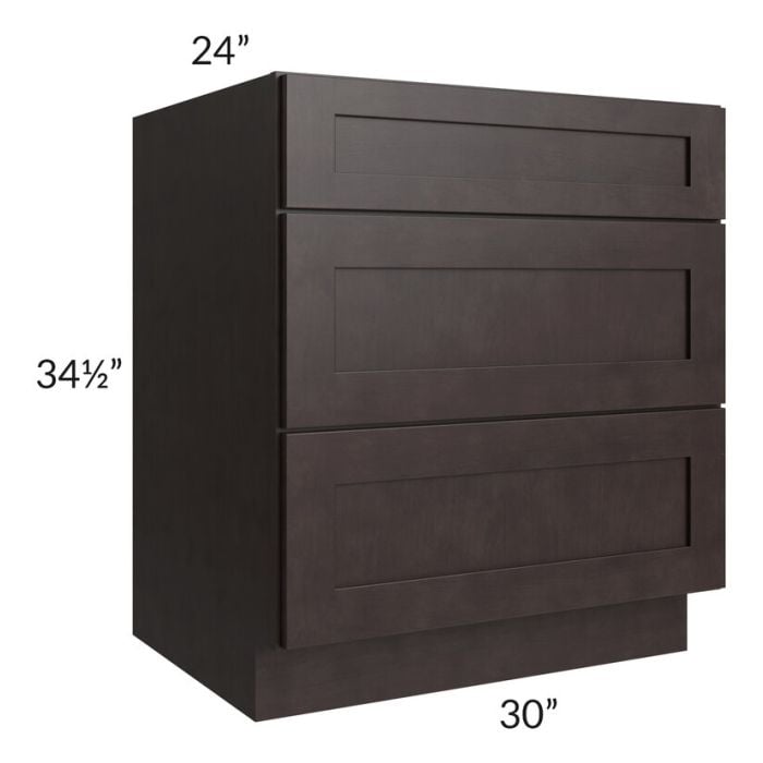 RTA Brazilian Shaker 30" Drawer Base Cabinet with 1 Decorative End Panel