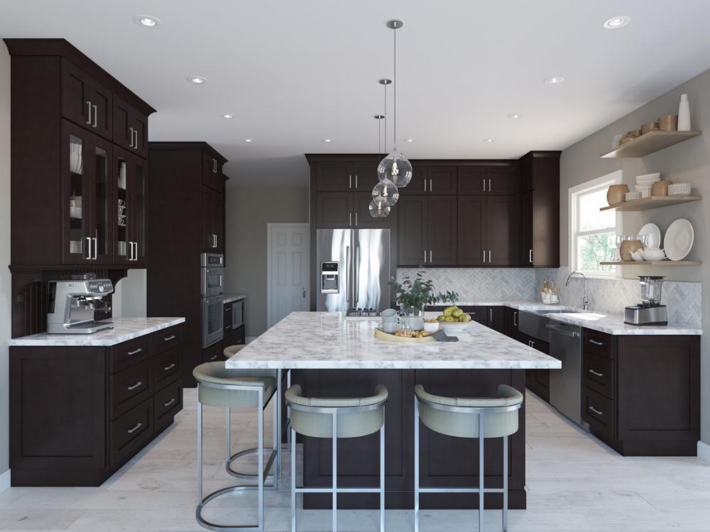RTA Brazilian Shaker 30" x 30" Wall Cabinet with 1 Decorative End Panel