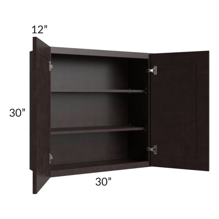 RTA Brazilian Shaker 30" x 30" Wall Cabinet with 1 Decorative End Panel and Glass Door