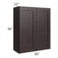 RTA Brazilian Shaker 30" x 36" Wall Cabinet with 1 Decorative End Panel and Glass Door