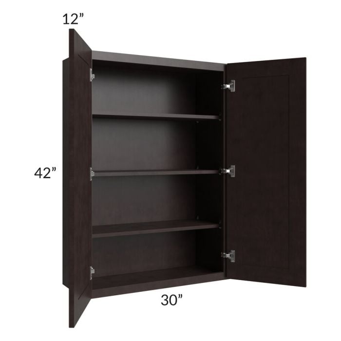 RTA Brazilian Shaker 30" x 42" Wall Cabinet with 2 Decorative End Panels