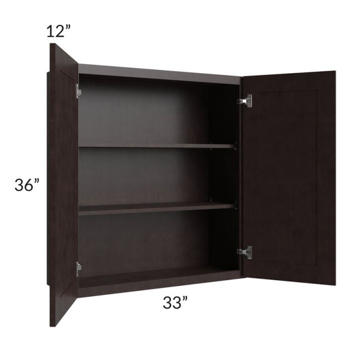 RTA Brazilian Shaker 33" x 36" Wall Cabinet with 1 Decorative End Panel