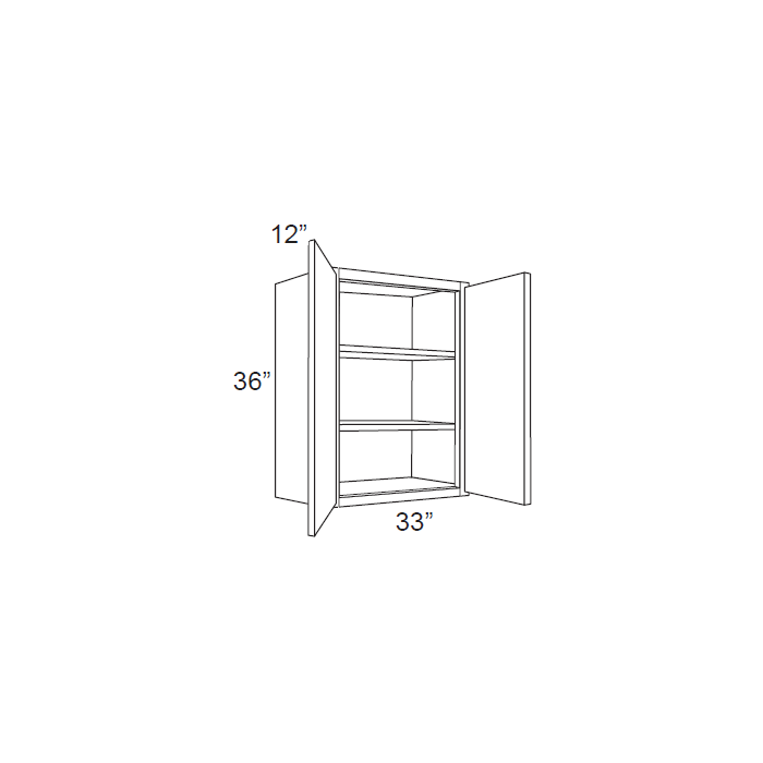 RTA Brazilian Shaker 33" x 36" Wall Cabinet with 2 Decorative End Panels