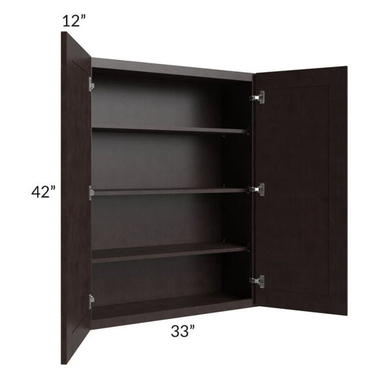RTA Brazilian Shaker 33" x 42" Wall Cabinet with 1 Decorative End Panel