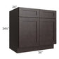 RTA Brazilian Shaker 36" Base Cabinet with 1 Decorative End Panel and 2 Roll Out Trays