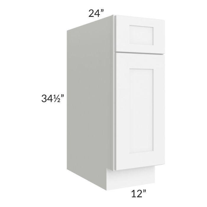 RTA Brilliant White Shaker 12" Base Cabinet with Tray Divider Kit and 2 Decorative END Panels
