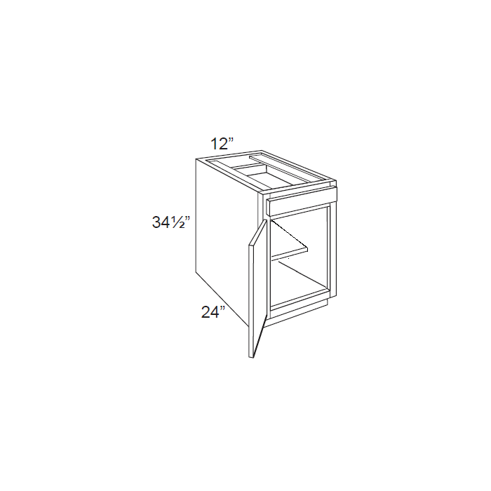 RTA Brilliant White Shaker 12" Base Cabinet with Tray Divider Kit and 2 Decorative END Panels