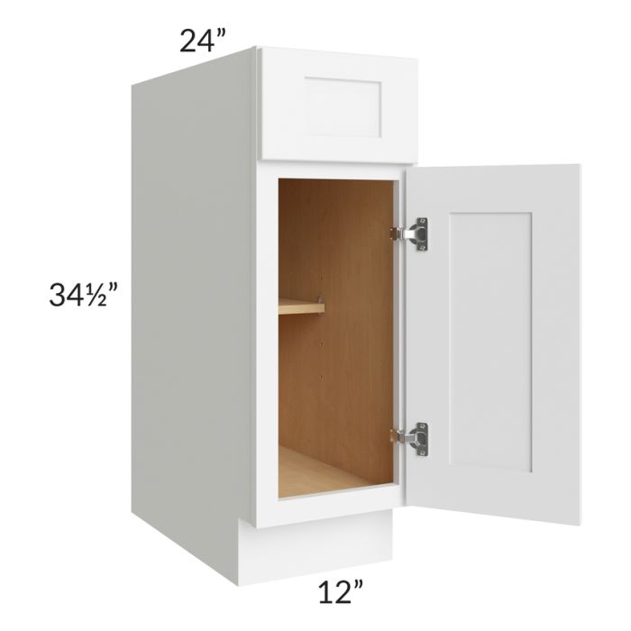 RTA Brilliant White Shaker 12" Base Cabinet with Tray Divider Kit and 2 Decorative END Panels