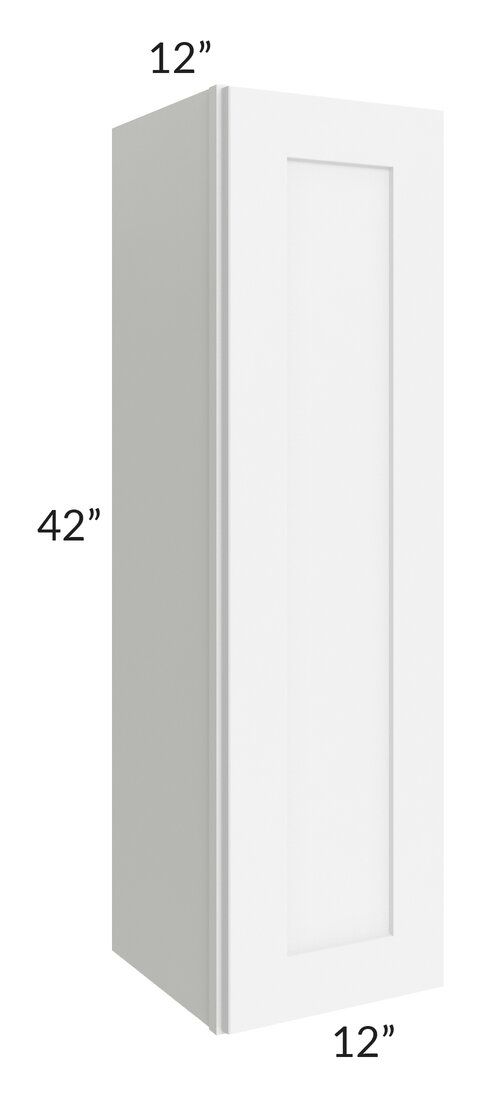 RTA Brilliant White Shaker 12" x 42" High Single Door Wall Cabinet with 2 Decorative END Panels