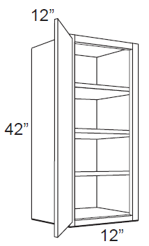 RTA Brilliant White Shaker 12" x 42" High Single Door Wall Cabinet with 2 Decorative END Panels