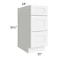 RTA Brilliant White Shaker 15" 3-Drawer Base Cabinet