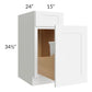 RTA Brilliant White Shaker 15" Base Cabinet with Single Trashcan Pullout