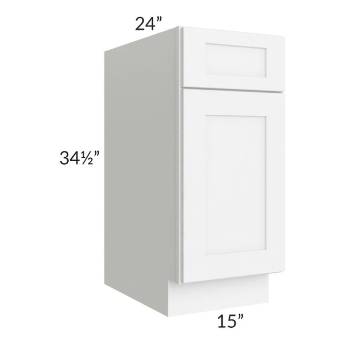 RTA Brilliant White Shaker 15" Base Cabinet with Tray Divider Kit and 1 Decorative END Panel