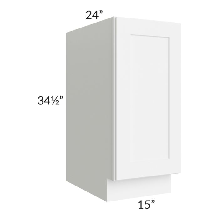 RTA Brilliant White Shaker 15" Full Height Door Base Cabinet