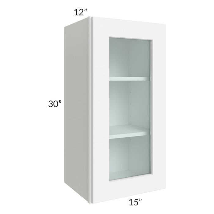 RTA Brilliant White Shaker 15" x 30" Wall Glass Door Cabinet (Prepped for Glass Doors)
