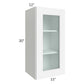 RTA Brilliant White Shaker 15" x 30" Wall Glass Door Cabinet with 1 Decorative END Panel (Prepped for Glass Doors)