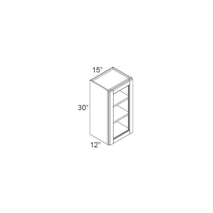RTA Brilliant White Shaker 15" x 30" Wall Glass Door Cabinet with 1 Decorative END Panel (Prepped for Glass Doors)