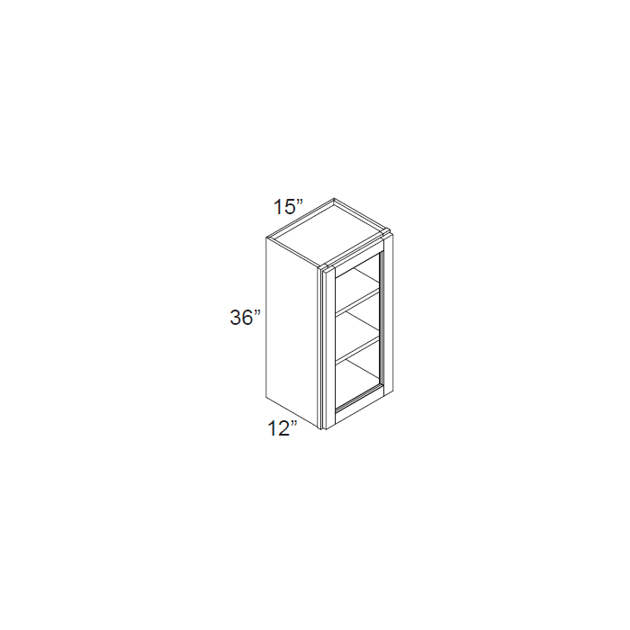 RTA Brilliant White Shaker 15" x 36" Wall Glass Door Cabinet with 2 Decorative END Panels (Prepped for Glass Doors)