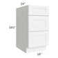 RTA Brilliant White Shaker 18" 3-Drawer Base Cabinet