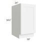 RTA Brilliant White Shaker 18" Full Height Door Base Cabinet