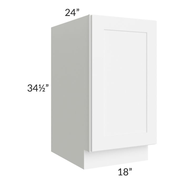 RTA Brilliant White Shaker 18" Full Height Door Base Cabinet with 2 Decorative END Panels