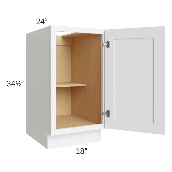 RTA Brilliant White Shaker 18" Full Height Door Base Cabinet with 2 Decorative END Panels