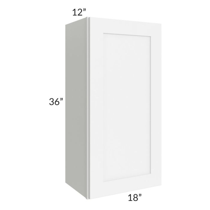 RTA Brilliant White Shaker 18" x 36" High Single Door Wall Cabinet with 2 Decorative END Panels
