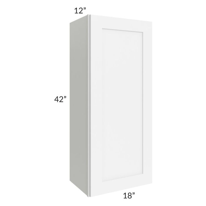 RTA Brilliant White Shaker 18" x 42" High Single Door Wall Cabinet with 1 Decorative END Panel