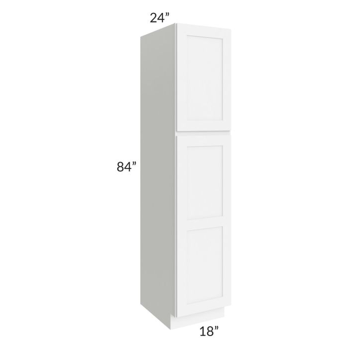 RTA Brilliant White Shaker 18" x 84" x 24" Wall Pantry Cabinet with 2 Decorative End Panel and 2 Rollout Trays