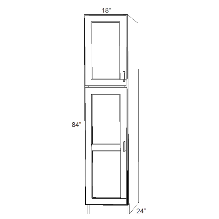 RTA Brilliant White Shaker 18" x 84" x 24" Wall Pantry Cabinet with 2 Decorative End Panel and 2 Rollout Trays