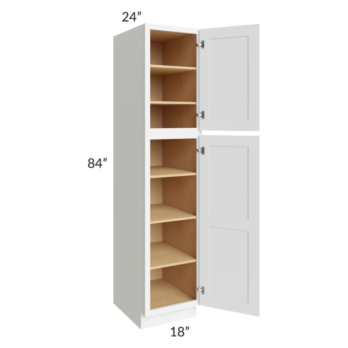 RTA Brilliant White Shaker 18" x 84" x 24" Wall Pantry Cabinet with 2 Decorative End Panel and 2 Rollout Trays