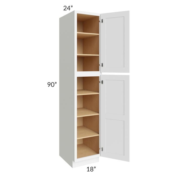 RTA Brilliant White Shaker 18" x 90" x 24" Wall Pantry Cabinet with 3 Rollout Trays
