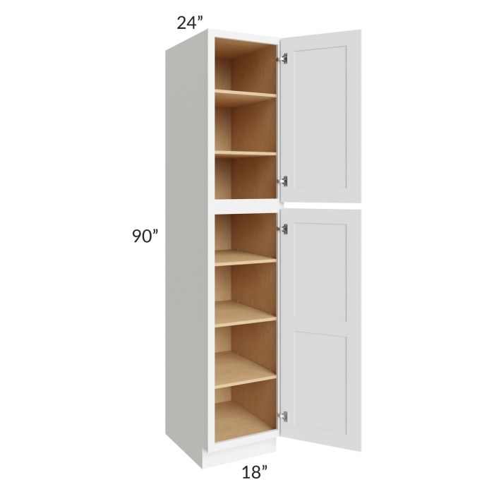 RTA Brilliant White Shaker 18" x 90" x 24" Wall Pantry Cabinet with 4 Rollout Trays