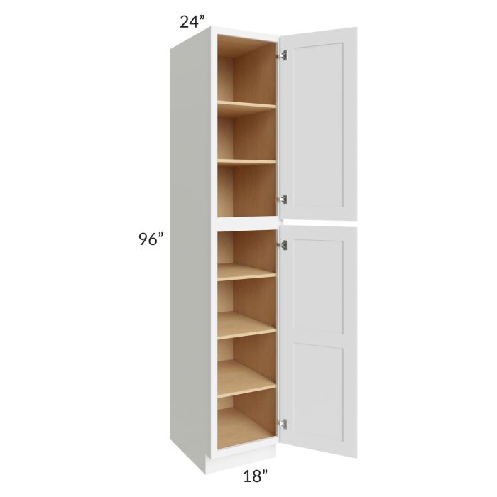 RTA Brilliant White Shaker 18" x 96" x 24" Wall Pantry Cabinet with 2 Decorative End Panels