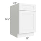 RTA Brilliant White Shaker 21" Base Cabinet with 1 Roll Out Tray
