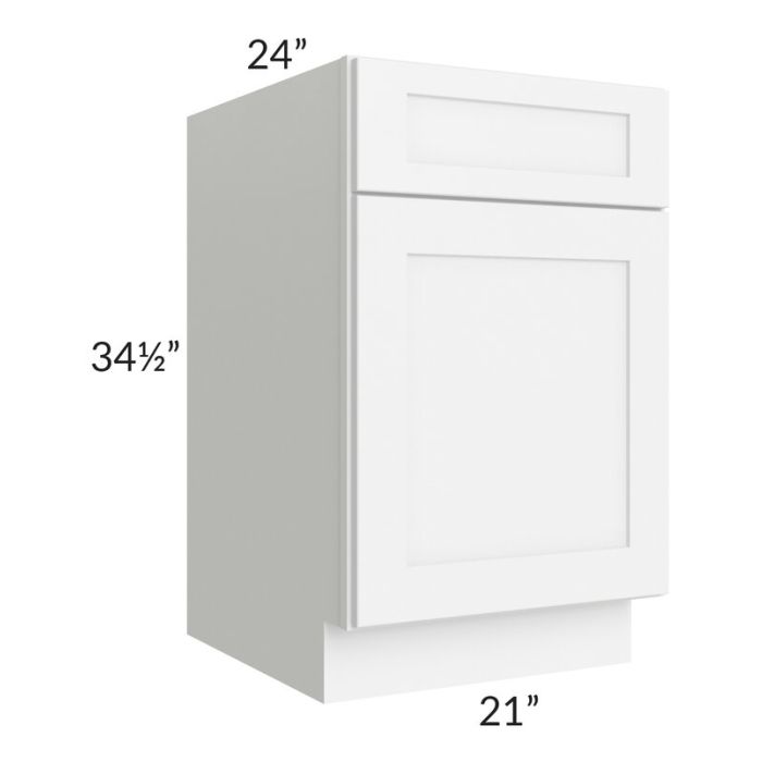 RTA Brilliant White Shaker 21" Base Cabinet with 2 Decorative END Panels and 2 Roll Out Tray