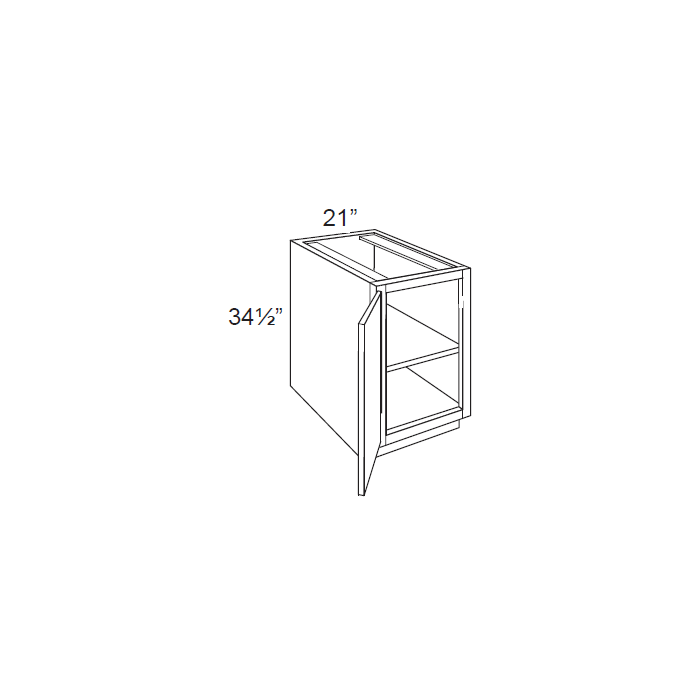 RTA Brilliant White Shaker 21" Full Height Door Base Cabinet