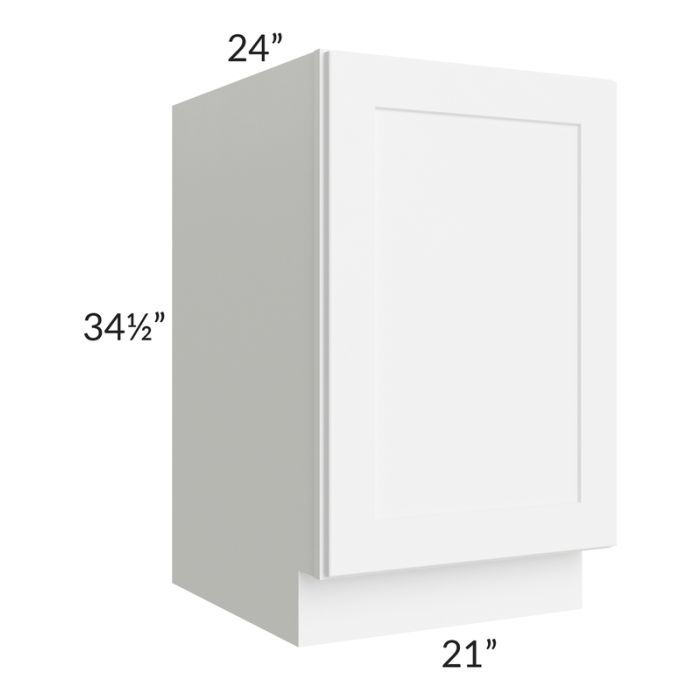 RTA Brilliant White Shaker 21" Full Height Door Base Cabinet with 2 Decorative END Panel and 2 Roll Out Trays