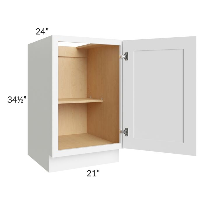RTA Brilliant White Shaker 21" Full Height Door Base Cabinet with 2 Decorative END Panel and 2 Roll Out Trays