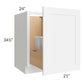 RTA Brilliant White Shaker 21" Full Height Door Base Cabinet with Double Trashcan Pullout