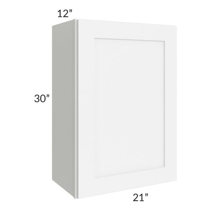 RTA Brilliant White Shaker 21" x 30" High Single Door Wall Cabinet