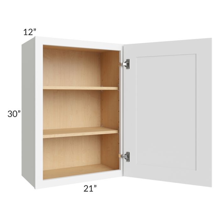 RTA Brilliant White Shaker 21" x 30" High Single Door Wall Cabinet