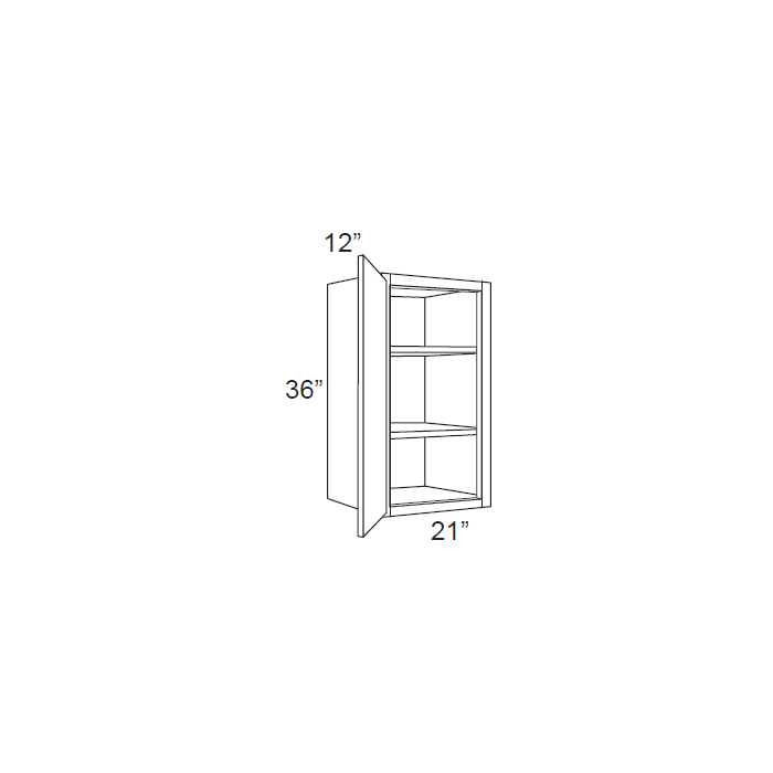 RTA Brilliant White Shaker 21" x 36" High Single Door Wall Cabinet