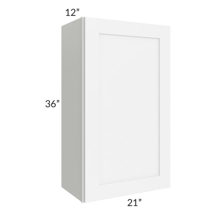 RTA Brilliant White Shaker 21" x 36" High Single Door Wall Cabinet with 2 Decorative END Panels