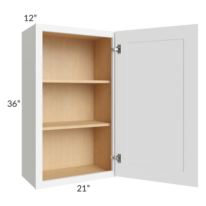 RTA Brilliant White Shaker 21" x 36" High Single Door Wall Cabinet