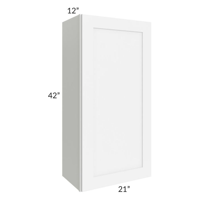 RTA Brilliant White Shaker 21" x 42" High Single Door Wall Cabinet with 1 Decorative END Panel