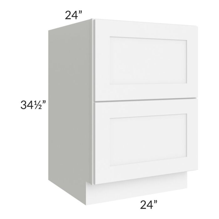 RTA Brilliant White Shaker 24" 2-Drawer Base Cabinet with 2 Decorative END Panels