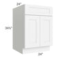RTA Brilliant White Shaker 24" Base Cabinet with 2 Decorative END Panels