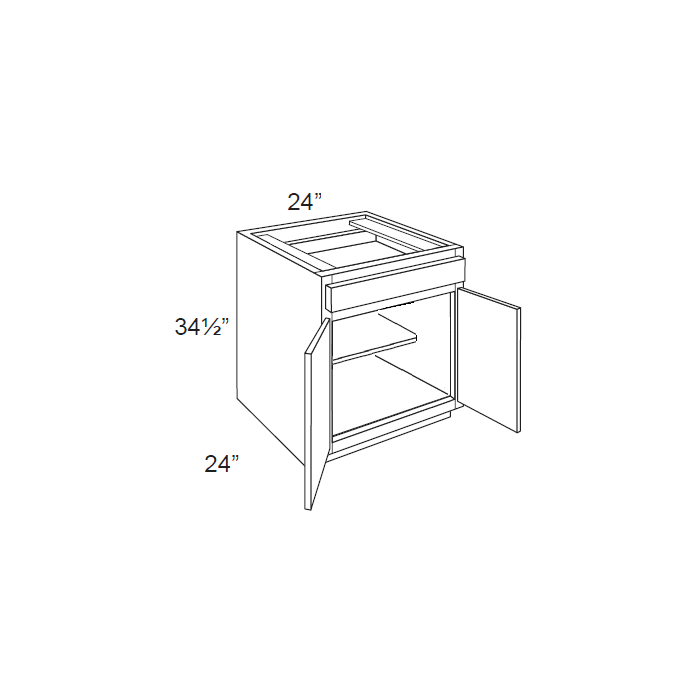 RTA Brilliant White Shaker 24" Base Cabinet with 2 Decorative END Panels