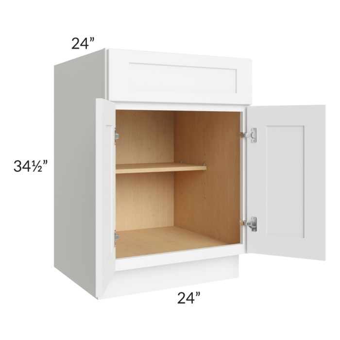 RTA Brilliant White Shaker 24" Base Cabinet with 2 Decorative END Panels